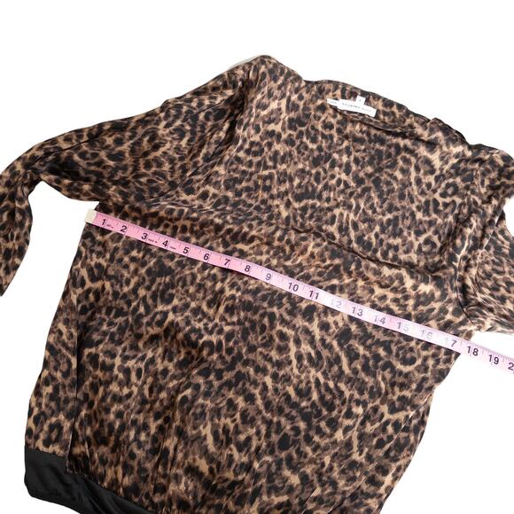 Good American NEW Sepia Leopard Faux Wrap Bodysuit Brown Black 1 or US Small - Picture 14 of 14